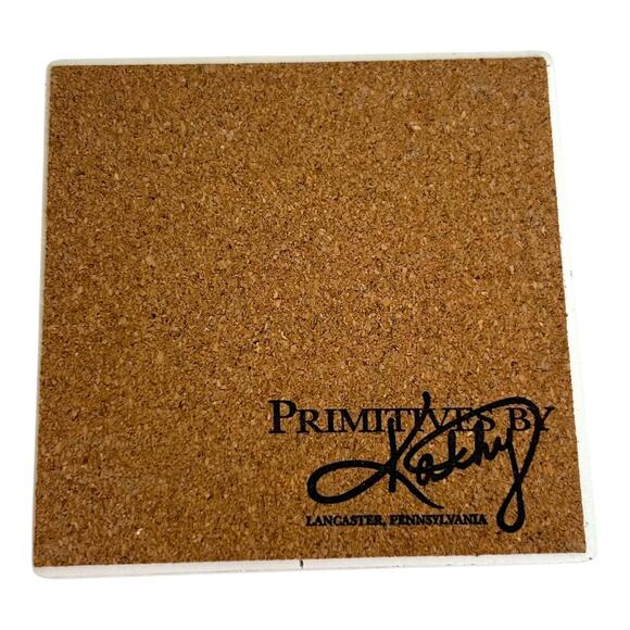 Primitives by Kathy Stoneware Cork Bottom Cute Wine Coaster - Picture 2 of 5